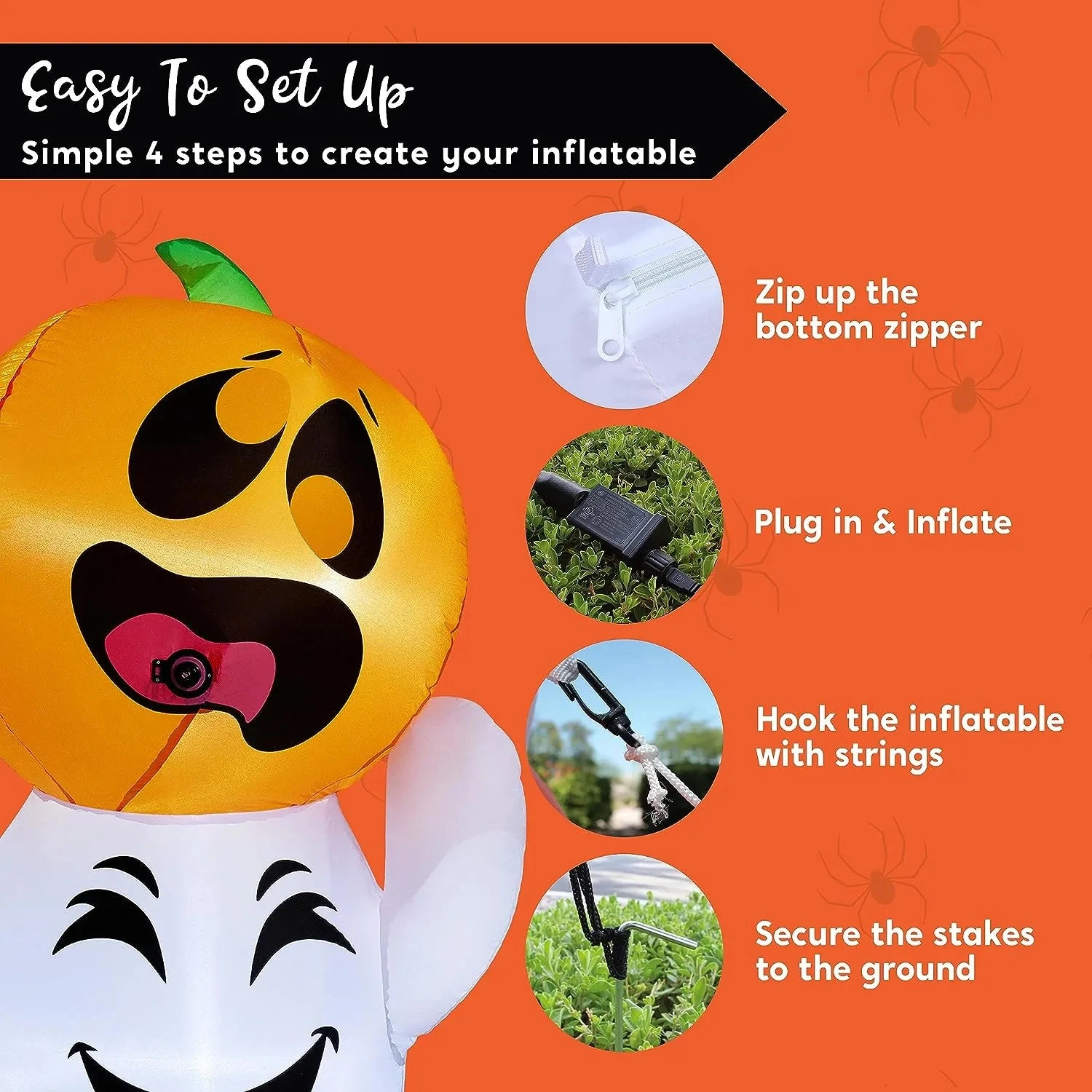 Joiedomi 5 FT Tall Halloween Inflatable Ghost With Pumpkin And Bubbling Potion - Image 7