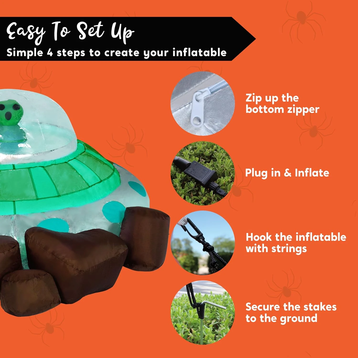 Joiedomi 5 Ft Halloween Inflatable UFO With Alien And Built-in LEDs - Image 6