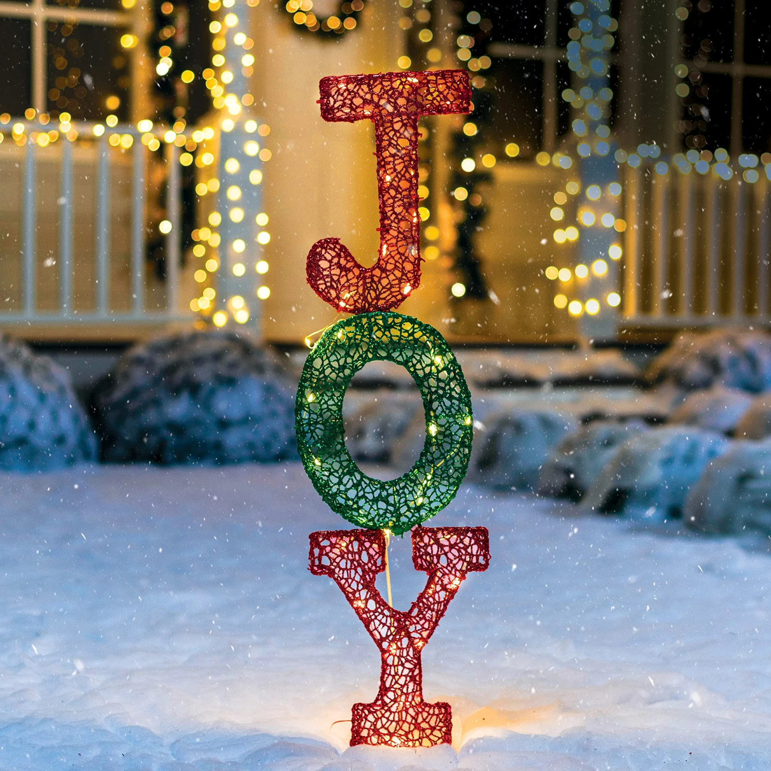 4ft LED Yard Lights - Stacked Joy Letters