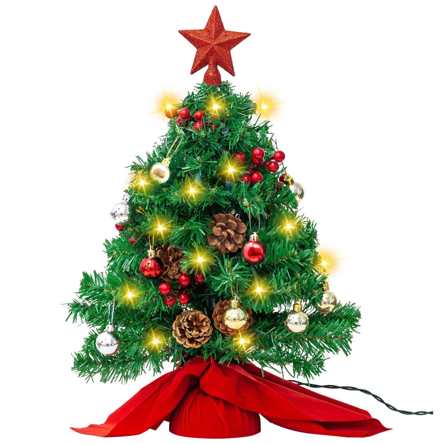 23in Prelit Table-top Christmas Tree With DIY Kits (Red)