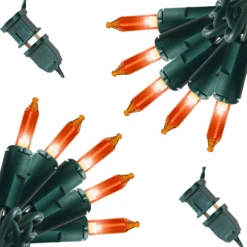 52.5 FT 200 Count Christmas Orange Green Wire String Lights