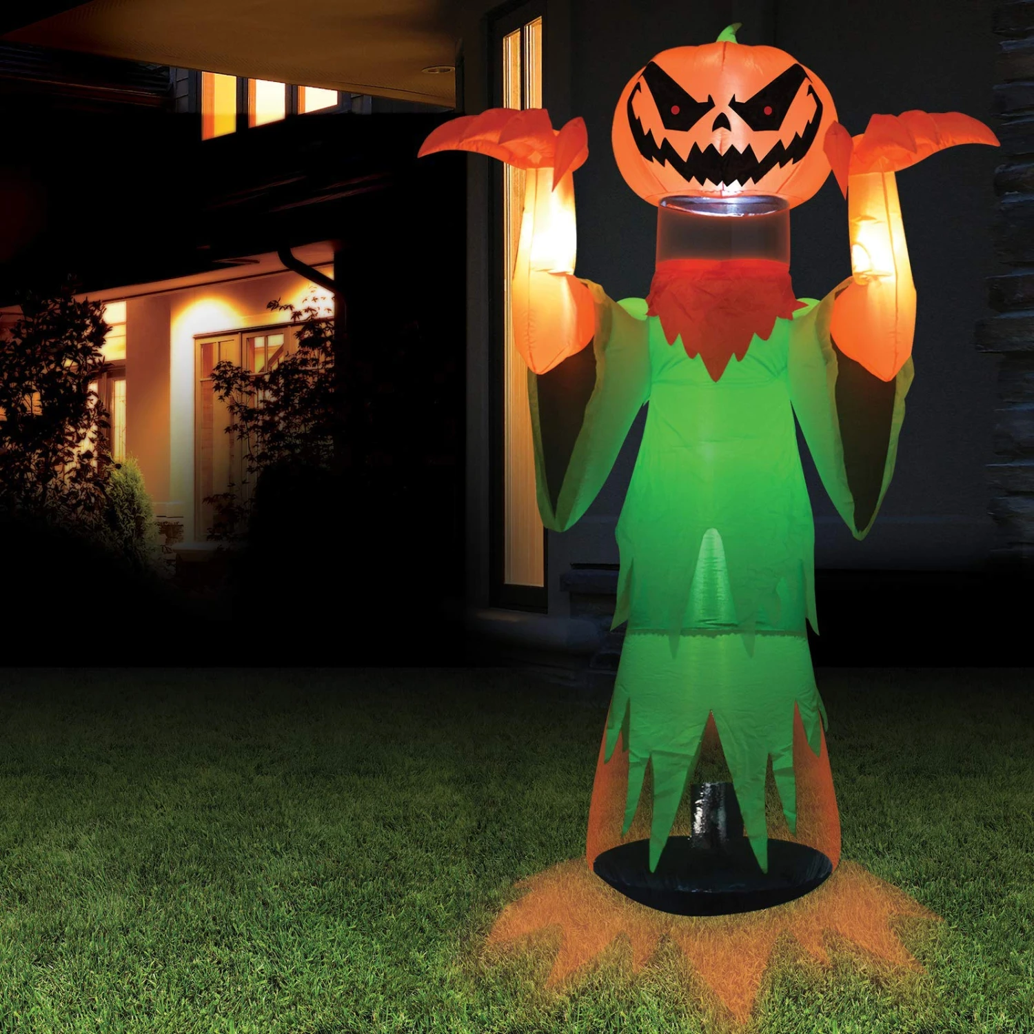 Jumbo Floating Head Pumpkin Wizard Inflatable (8 Ft)