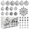 88 Pcs Assorted Shatterproof Silver & White Christmas Ornaments