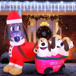 Tall Christmas Puppy Inflatable (5 Ft)