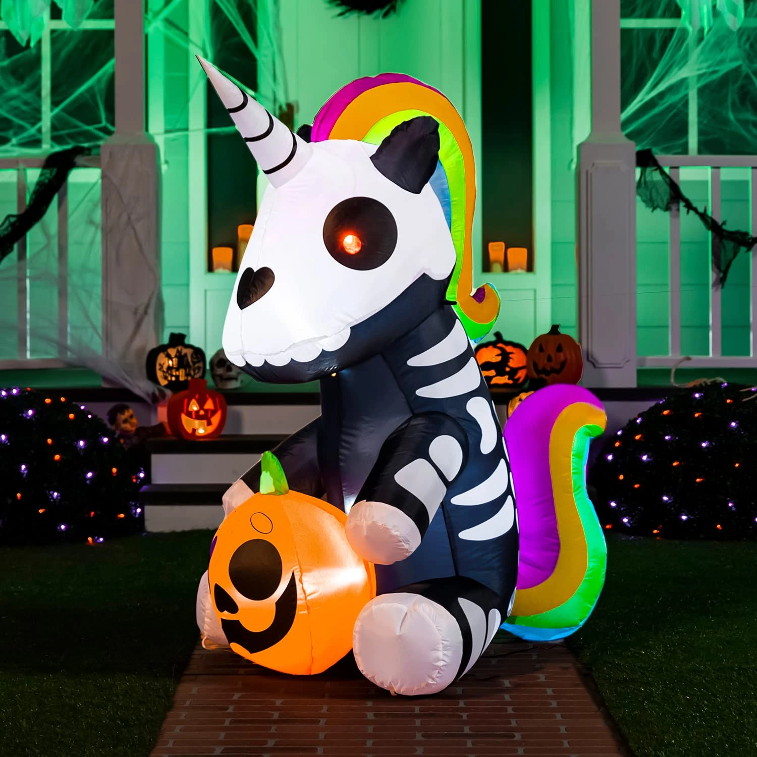 Tall Sitting Skeleton Inflatable Ride A Unicorn Costume (5 Ft) 3 Tall Sitting Skeleton Inflatable Ride A Unicorn Costume (5 Ft)