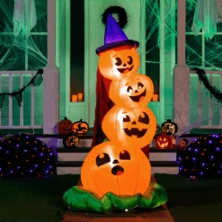 Large Halloween Stacked Pumpkins Inflatable (6 Ft)