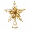 Gold Star Flower Tree Topper, Warm White
