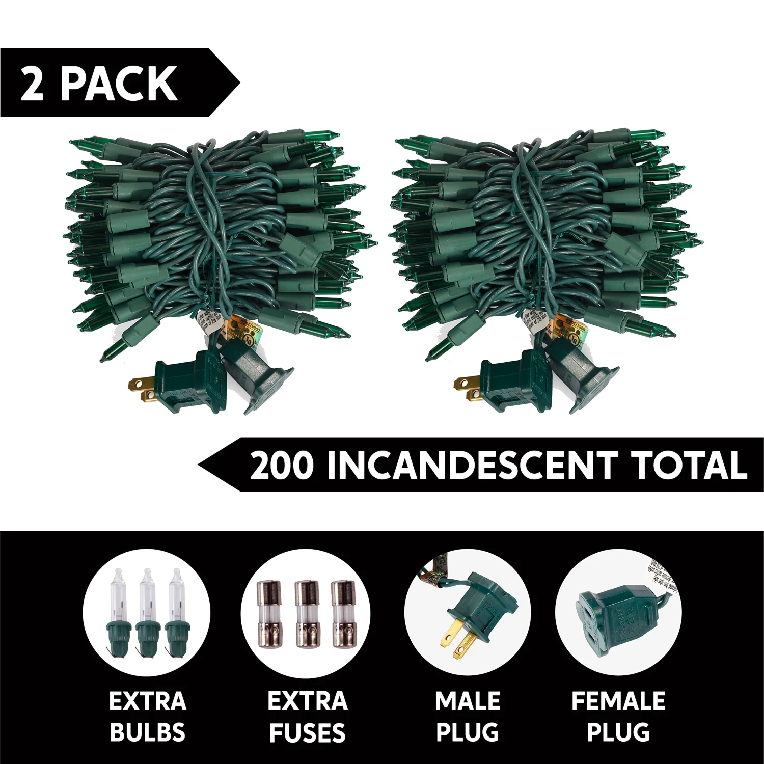 2 Sets Of 100-Count Green String Lights 4 2 Sets Of 100-Count Green String Lights - Image 2