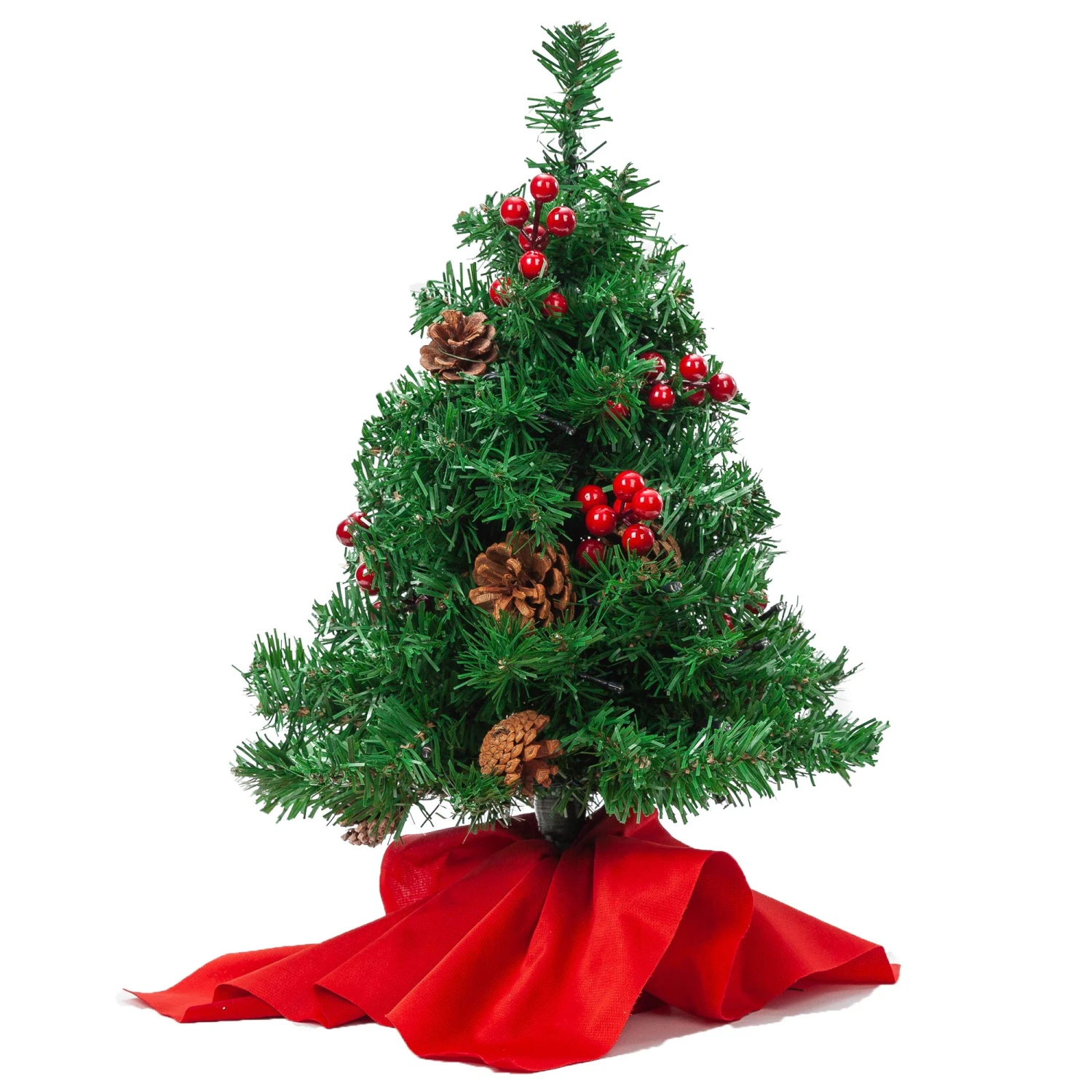 22in Prelit Tabletop Christmas Tree With Holy Leaves & Pine Cones - Image 2