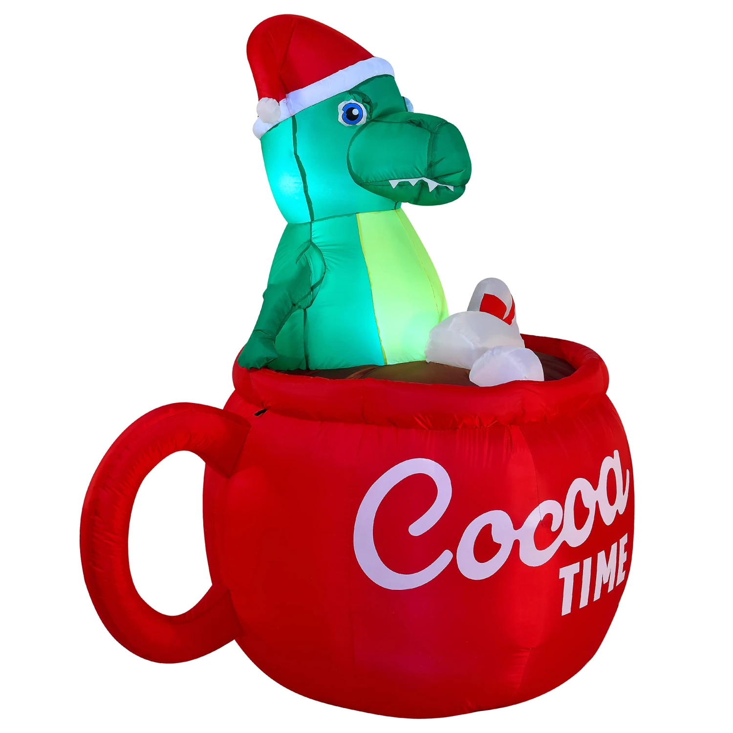 Dinosaur In A Huge Mug Christmas Inflatable - Image 2