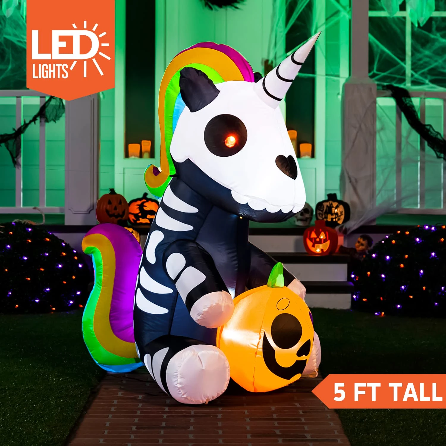 Tall Sitting Skeleton Inflatable Ride A Unicorn Costume (5 Ft) 4 Tall Sitting Skeleton Inflatable Ride A Unicorn Costume (5 Ft) - Image 2