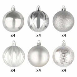 24ct 6CM Basic Christmas Ball Ornaments - Silver