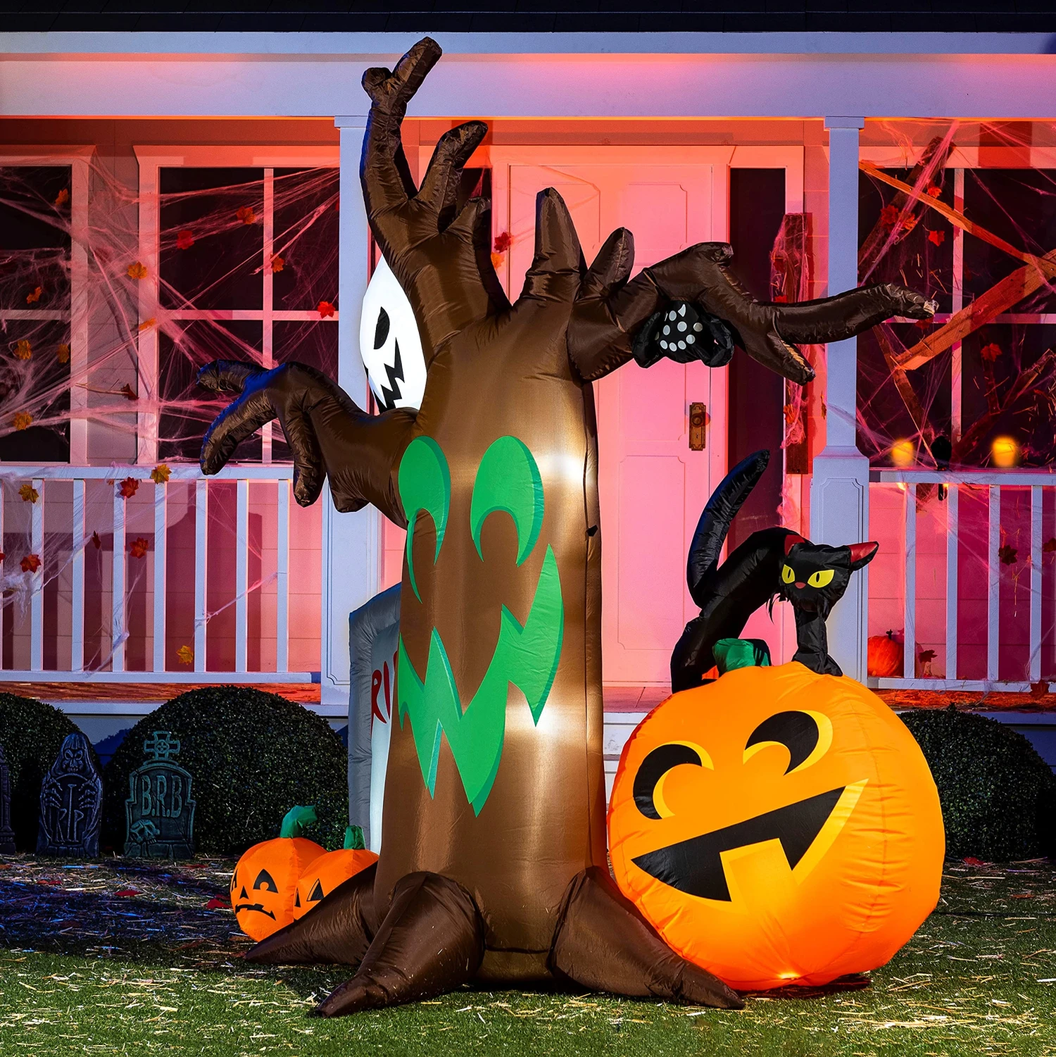 8 Ft Scary Tree With Ghosts Spider And Cat 4 8 Ft Scary Tree With Ghosts Spider And Cat - Image 2