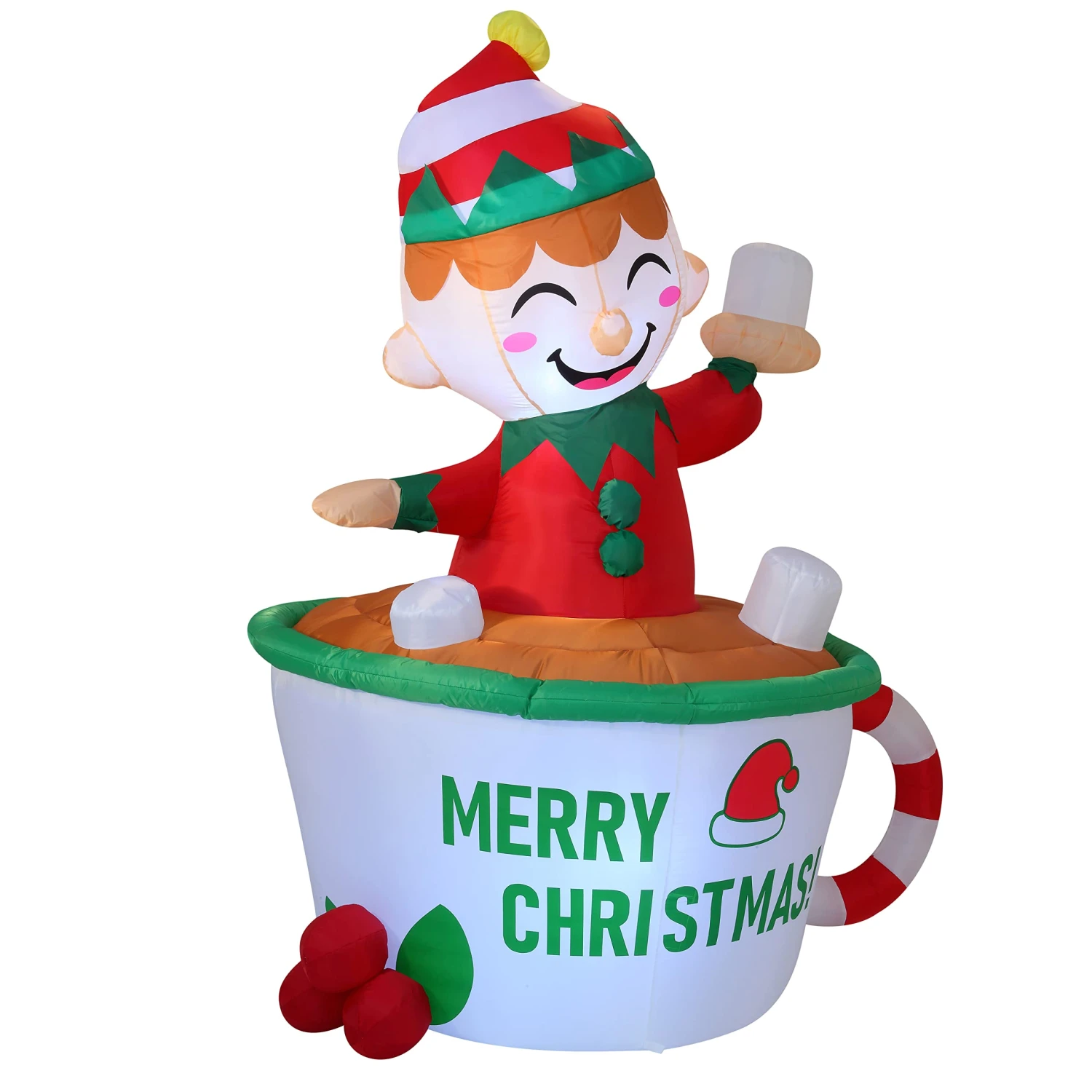6ft Inflatable Elf In Mug - Image 2