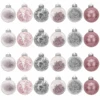 24Pcs Pink Plastic Clear Ball Ornaments With Filling