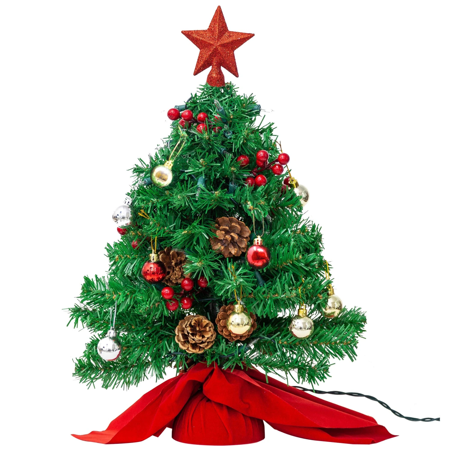 23in Prelit Table-top Christmas Tree With DIY Kits (Red) - Image 2