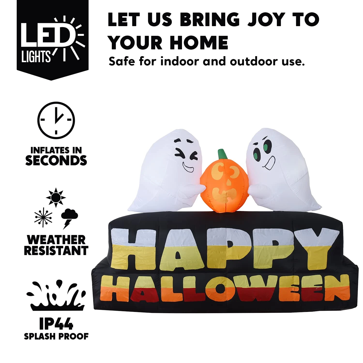 7ft Happy Halloween With Pumpkin And Characters - Image 3