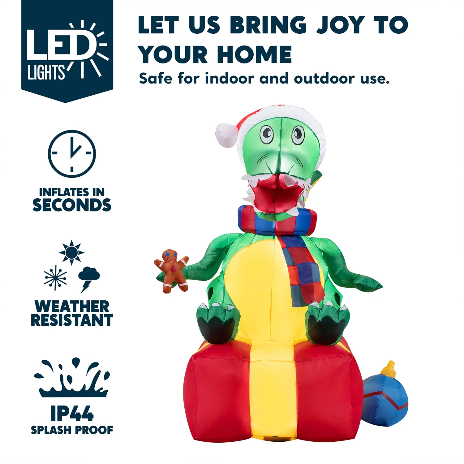 Large Dinosaur Sitting On A Gift Box Inflatable (6 Ft) - Image 3