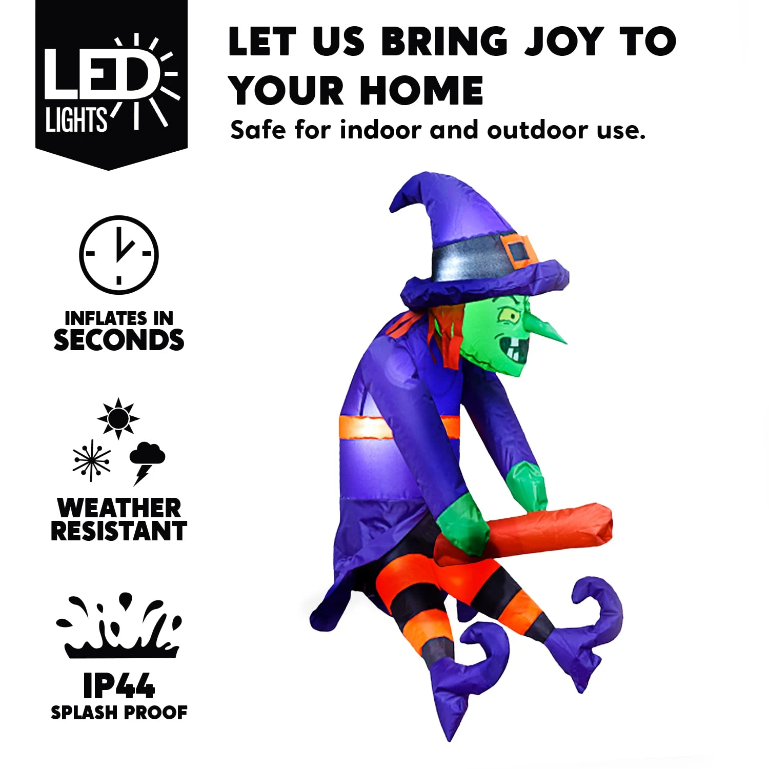 3.5 Ft. Halloween Inflatable Flying Witch Broke Out From Window - Image 3