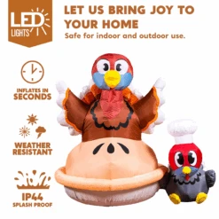 Large Turkey On A Pumpkin Pie Inflatable (6 Ft) -Halloween Decorations Store image 3 a6aaaa1e 911e 4639 90ef 1d867790ca28