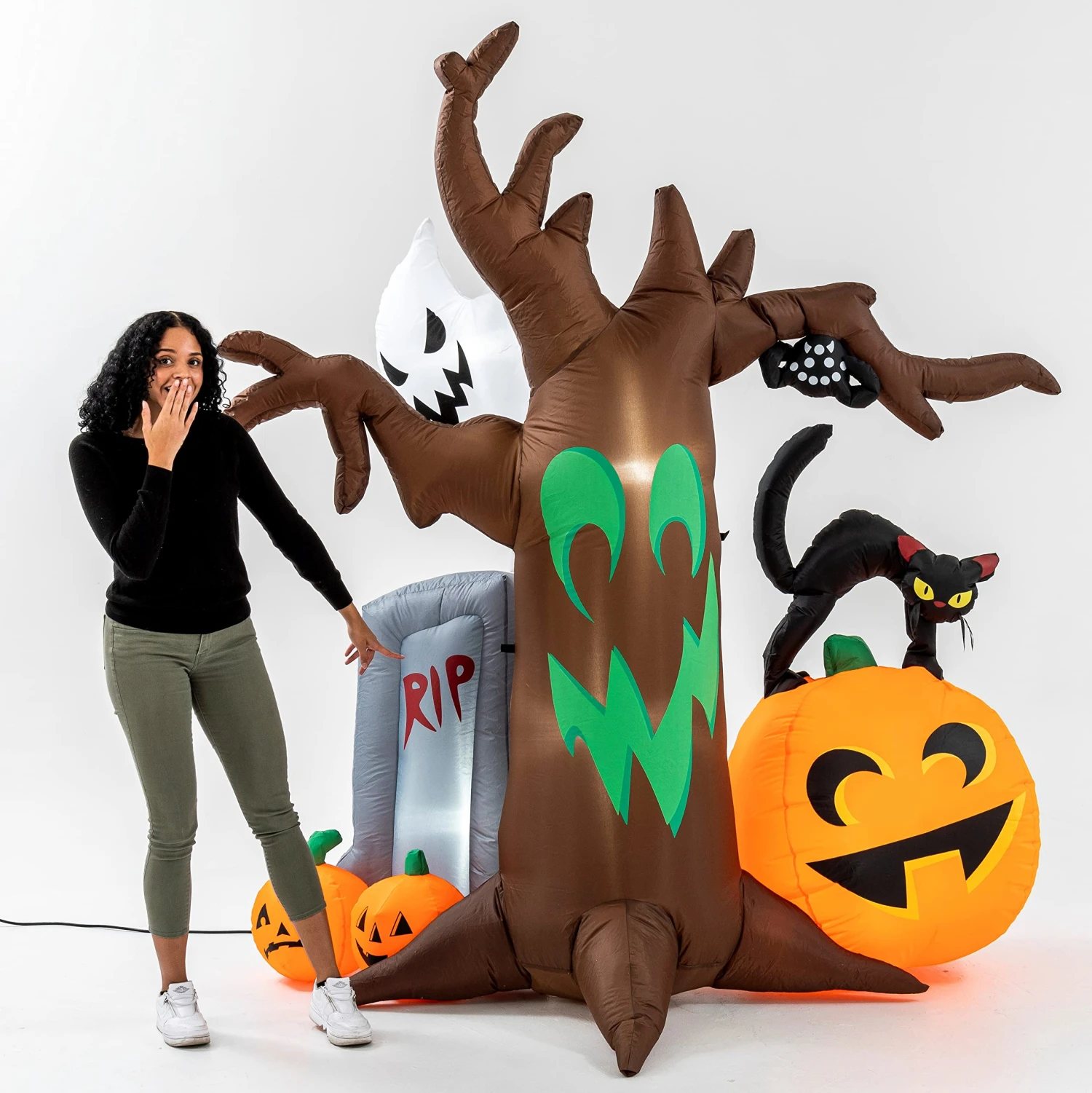 8 Ft Scary Tree With Ghosts Spider And Cat 5 8 Ft Scary Tree With Ghosts Spider And Cat - Image 3