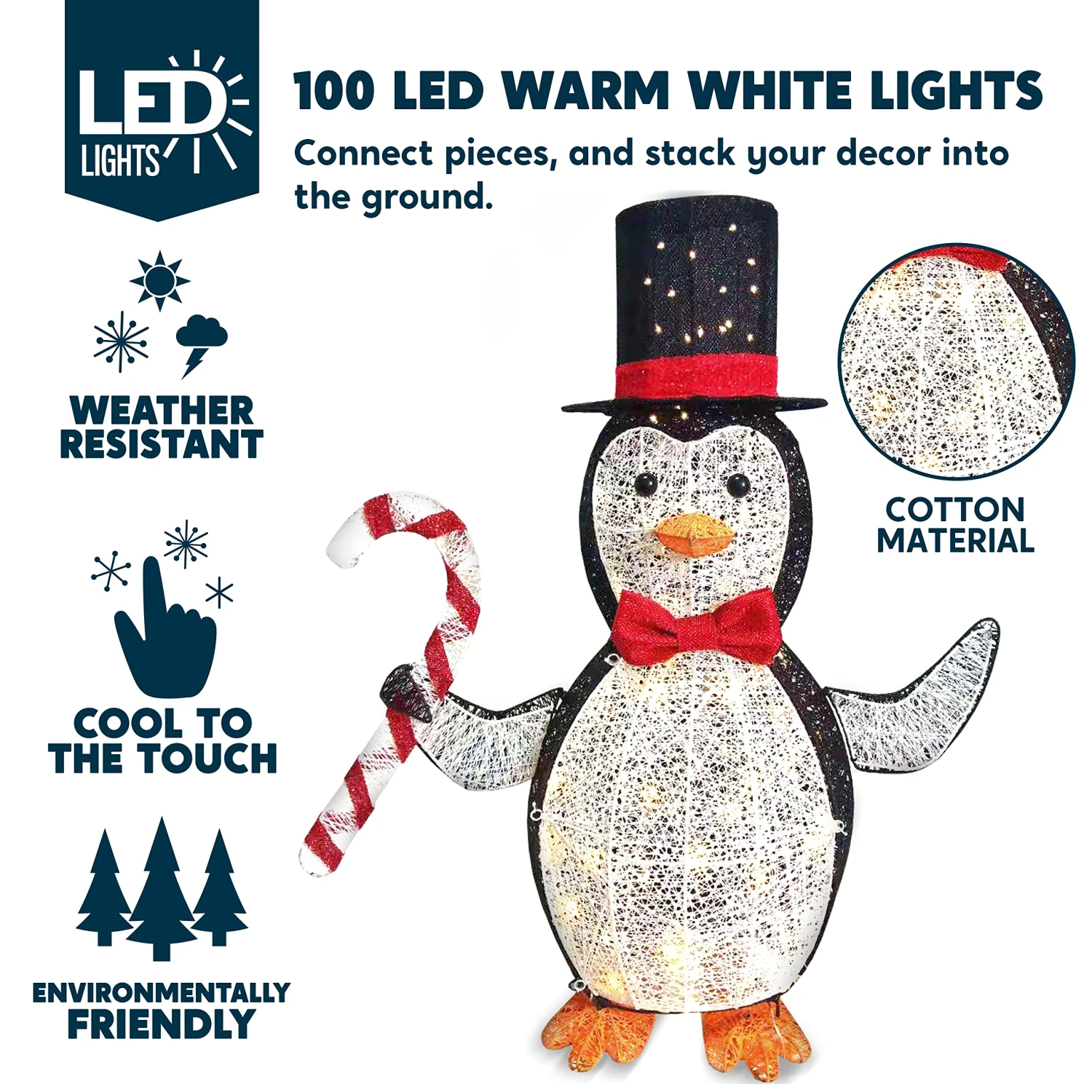 3 FT Cotton Penguin LED Yard Light - Image 3