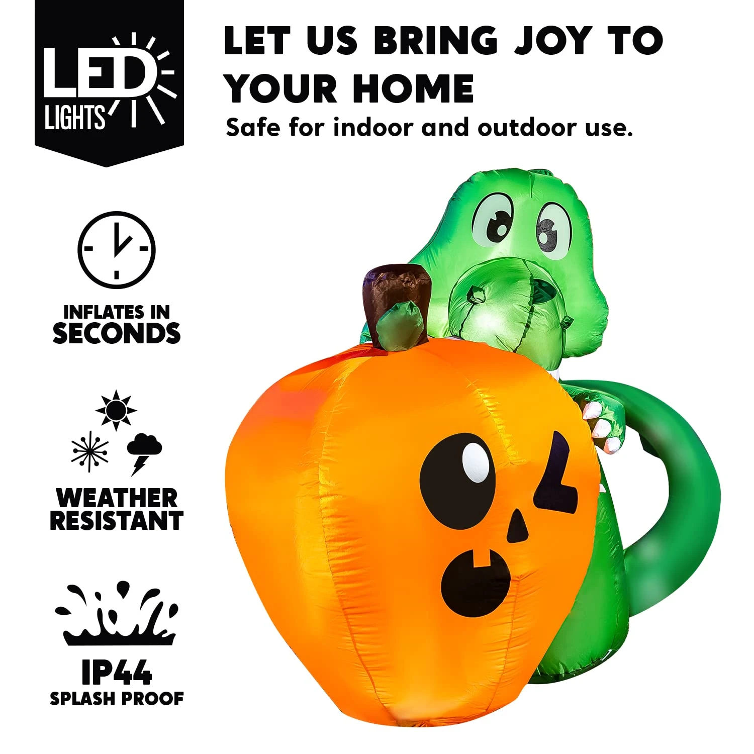 5ft Halloween Dinosaur Sitting On Pumpkin Inflatable - Image 3