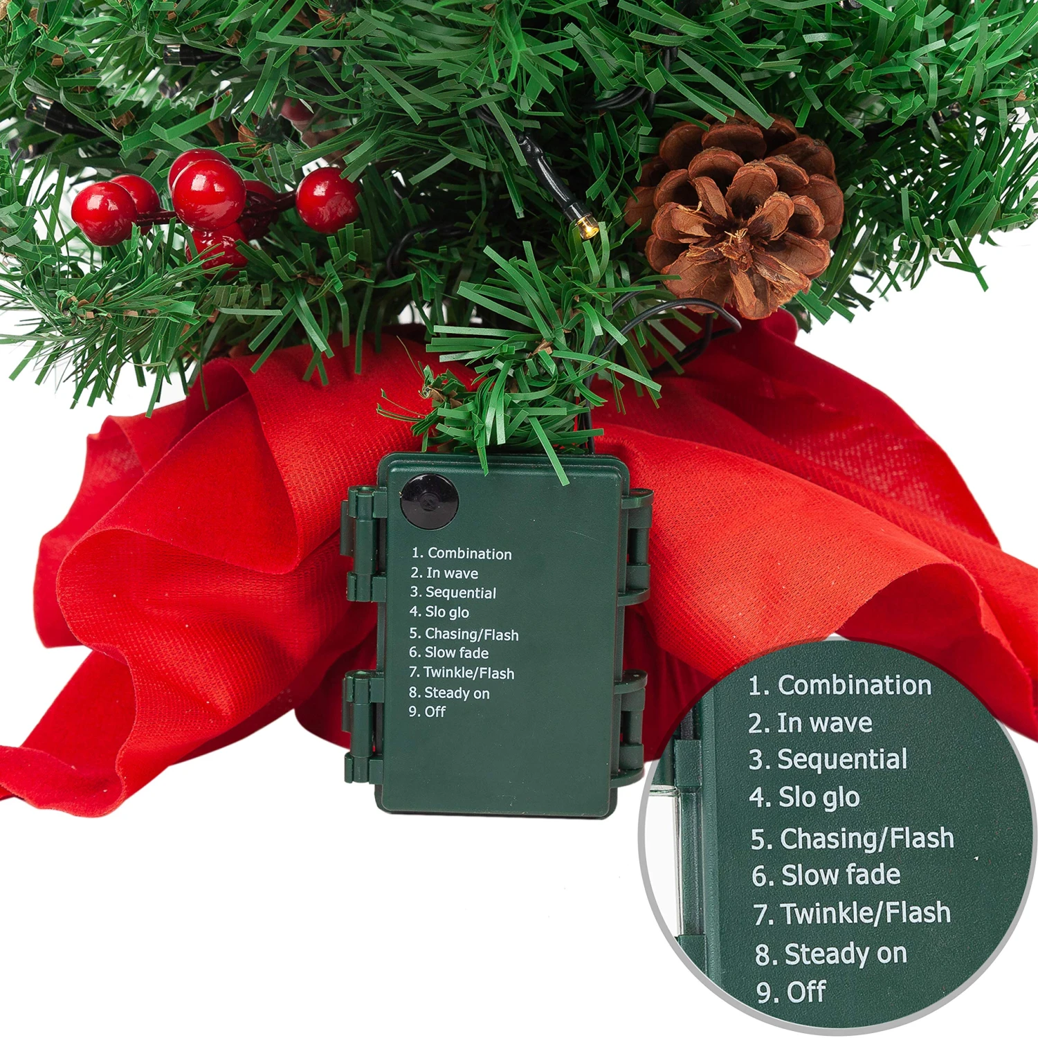 22in Prelit Tabletop Christmas Tree With Holy Leaves & Pine Cones - Image 4