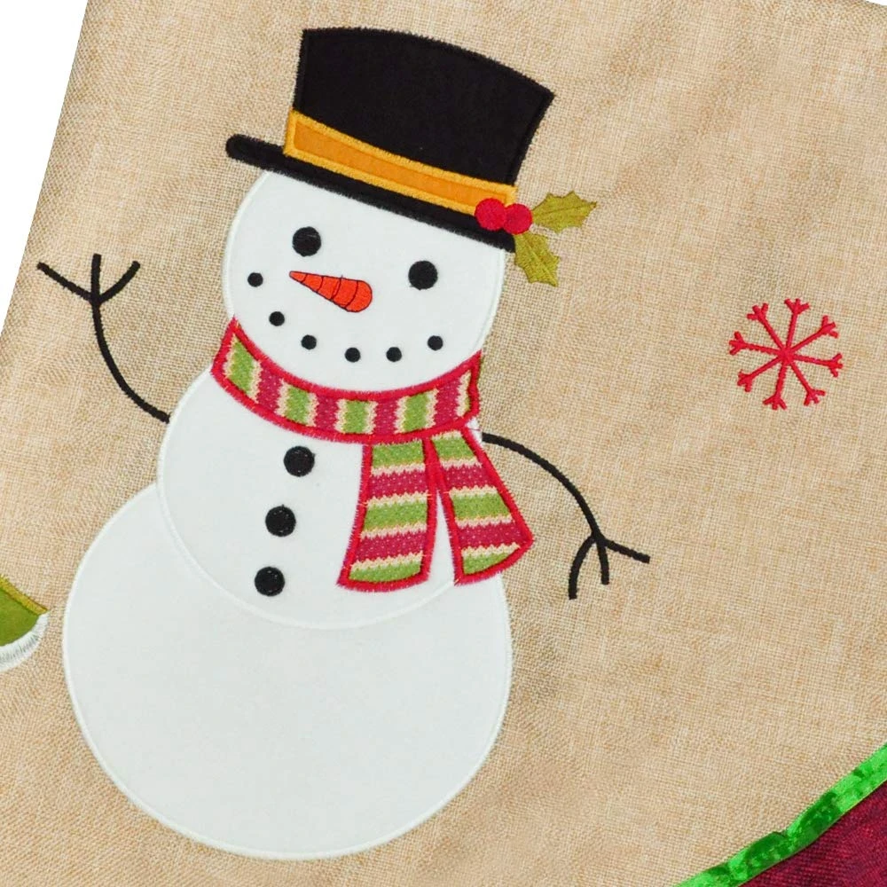 48in Burlap Christmas Tree Skirt (Snowman Tree) - Image 4