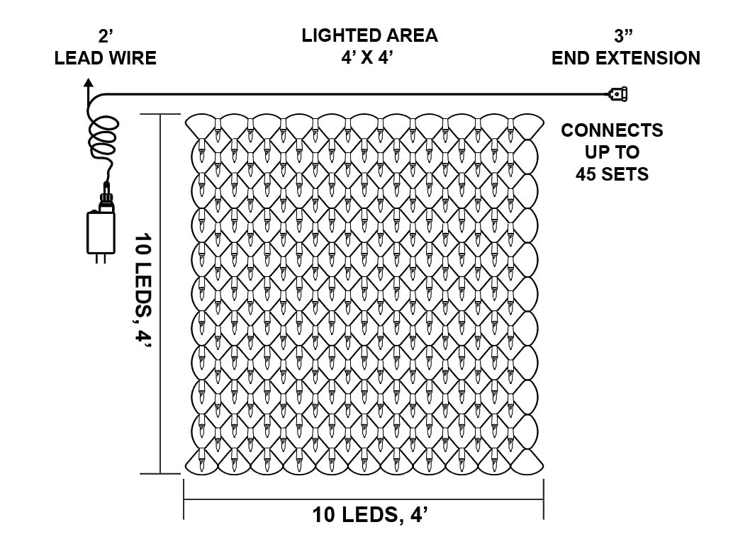 2 Pack 100 LED Christmas Net Lights Cool White - Image 4