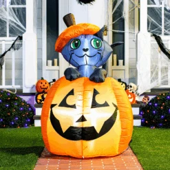 Tall Animated Halloween Kitty Cat On Pumpkin Inflatable (5 Ft) -Halloween Decorations Store image 4 8acc0f1f 4294 4619 9911 af2083e76168