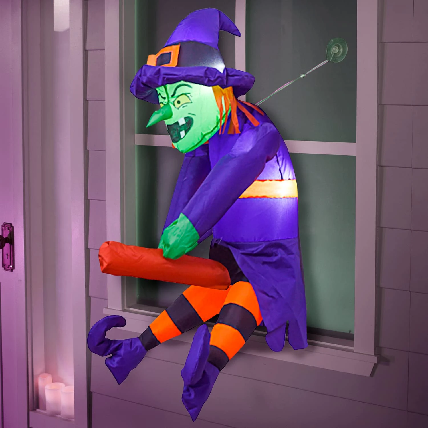 3.5 Ft. Halloween Inflatable Flying Witch Broke Out From Window - Image 4