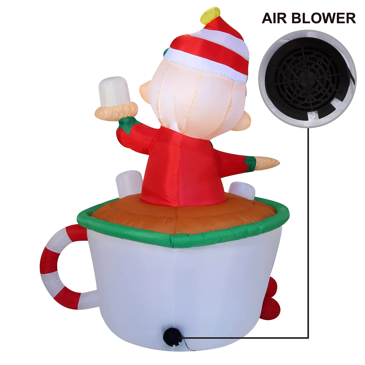6ft Inflatable Elf In Mug - Image 4
