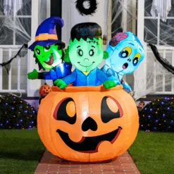 Halloween Tall Three Characters On Pumpkin Inflatable (5 Ft) -Halloween Decorations Store image 4 b723f1d7 36bb 4b21 923d ac9176d89481