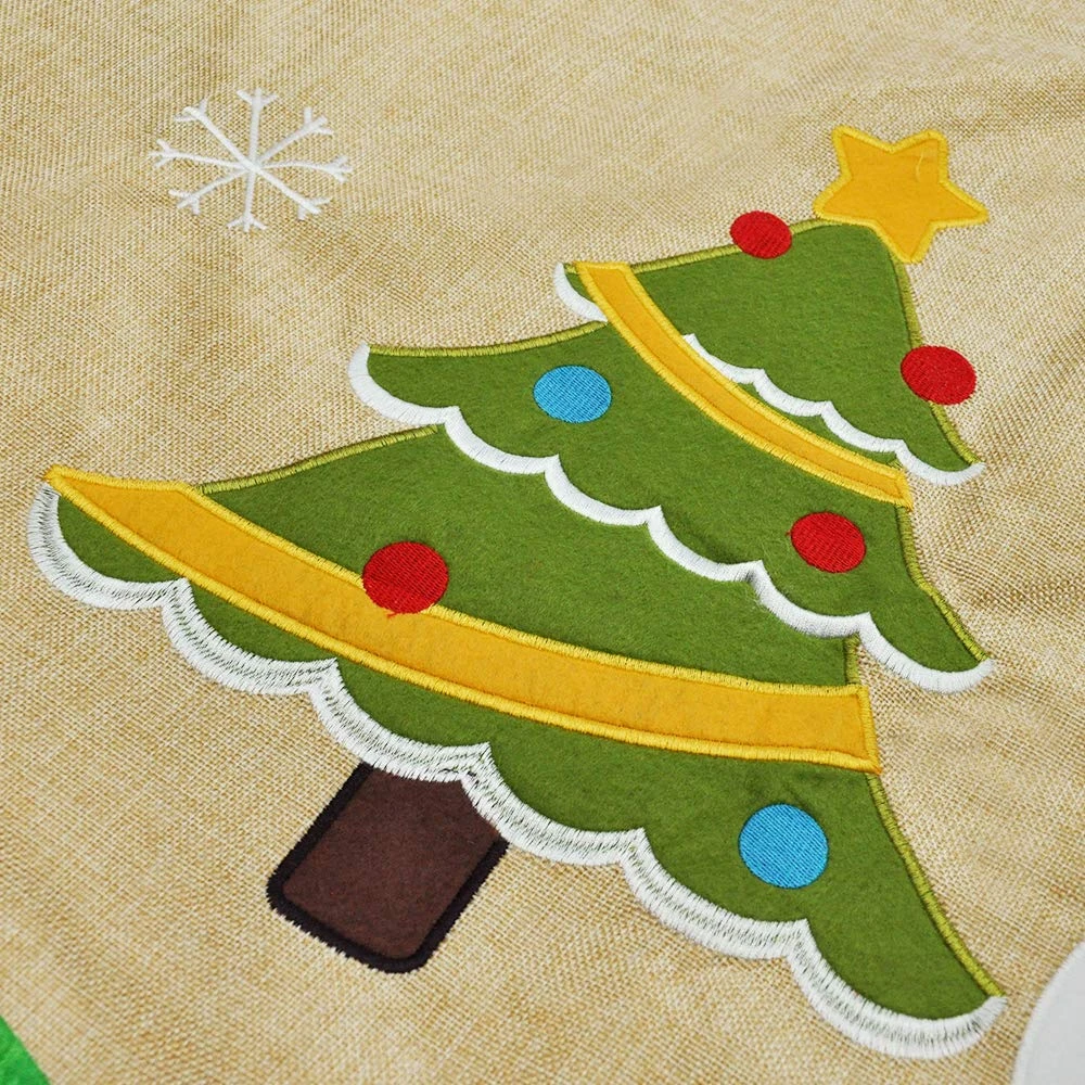 48in Burlap Christmas Tree Skirt (Snowman Tree) - Image 5