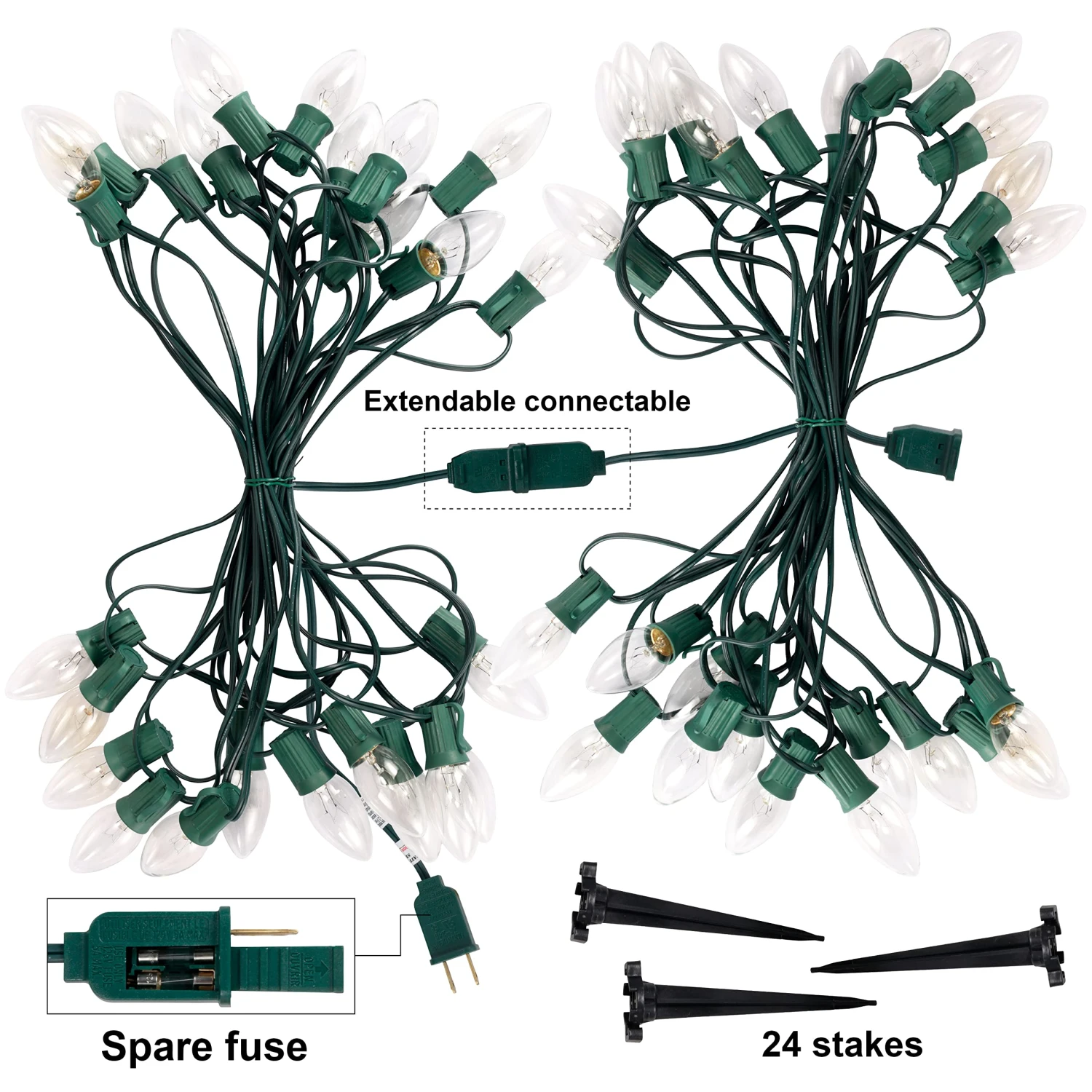 30.75ft 24 Packs Christmas Warm White C9 Pathway Marker - Image 5