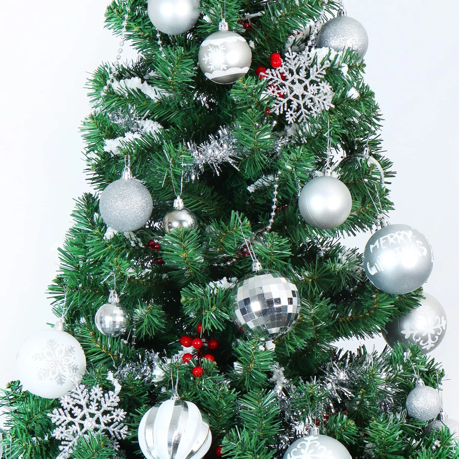88 Pcs Assorted Shatterproof Silver & White Christmas Ornaments - Image 5