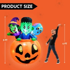 Halloween Tall Three Characters On Pumpkin Inflatable (5 Ft) -Halloween Decorations Store image 5 969360c9 bed0 4027 bf9b 43241e6e1d2b