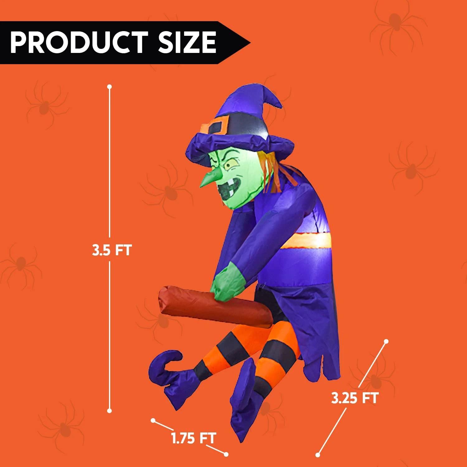 3.5 Ft. Halloween Inflatable Flying Witch Broke Out From Window - Image 5