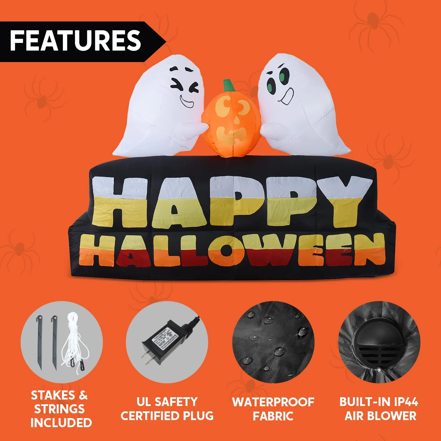 7ft Happy Halloween With Pumpkin And Characters - Image 6