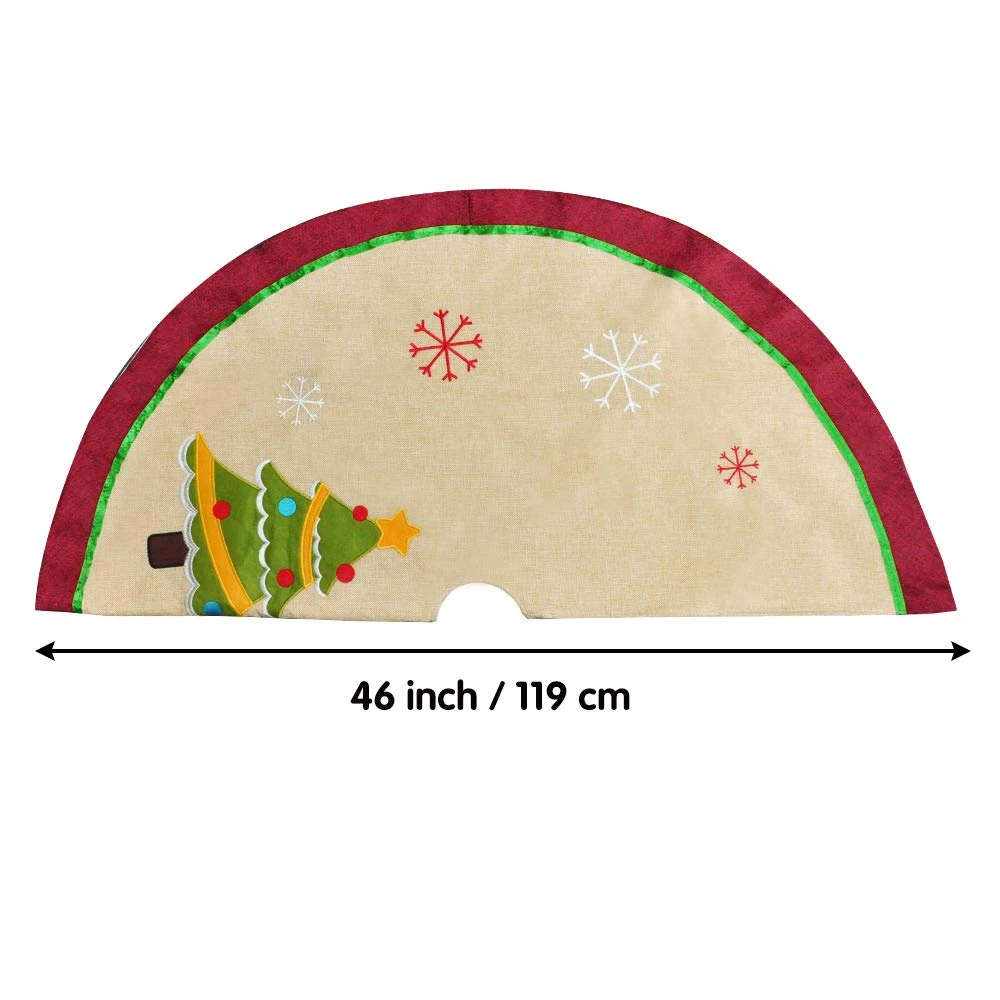 48in Burlap Christmas Tree Skirt (Snowman Tree) - Image 6