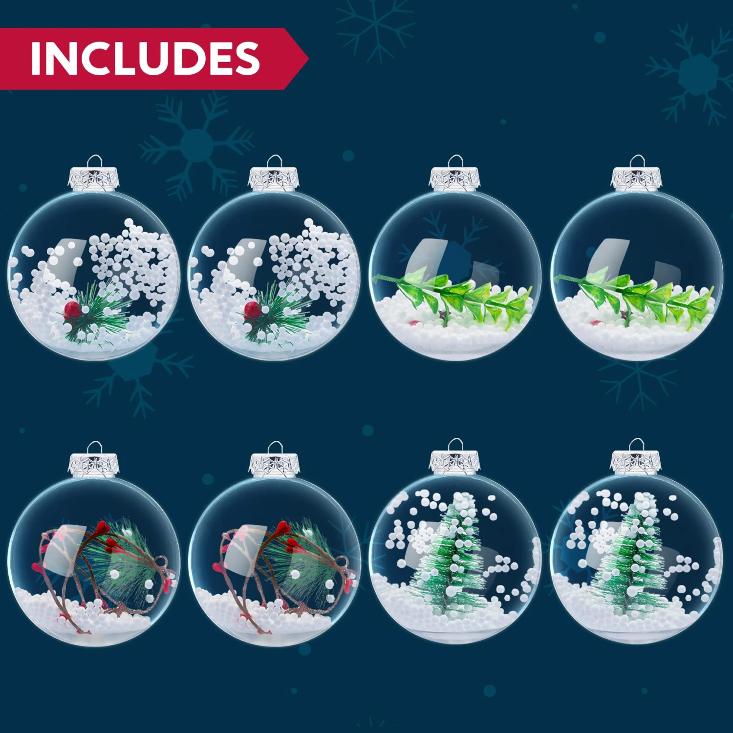 8 Pcs Snow Filling Ornaments - Image 6