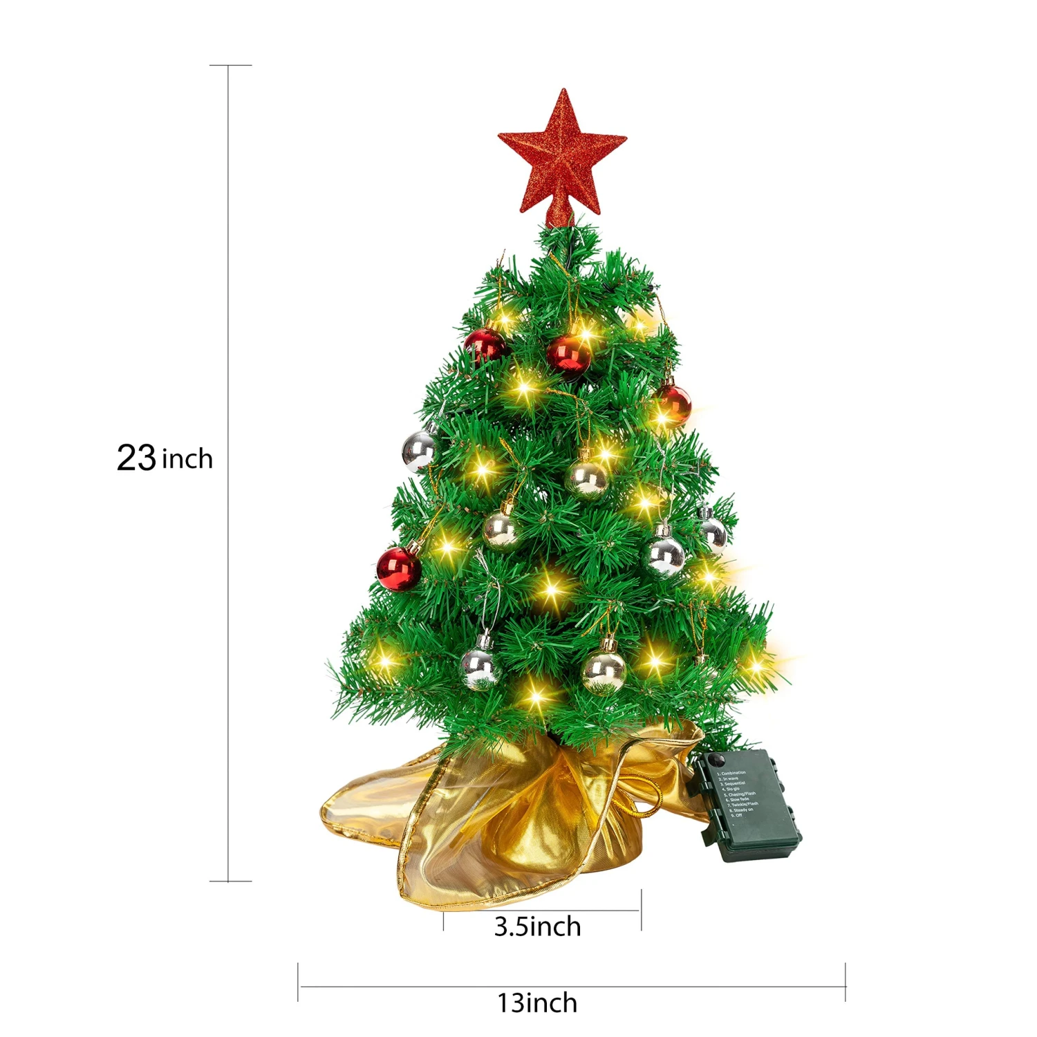 23in Prelit Table-top Christmas Tree With DIY Kits (Gold) - Image 6