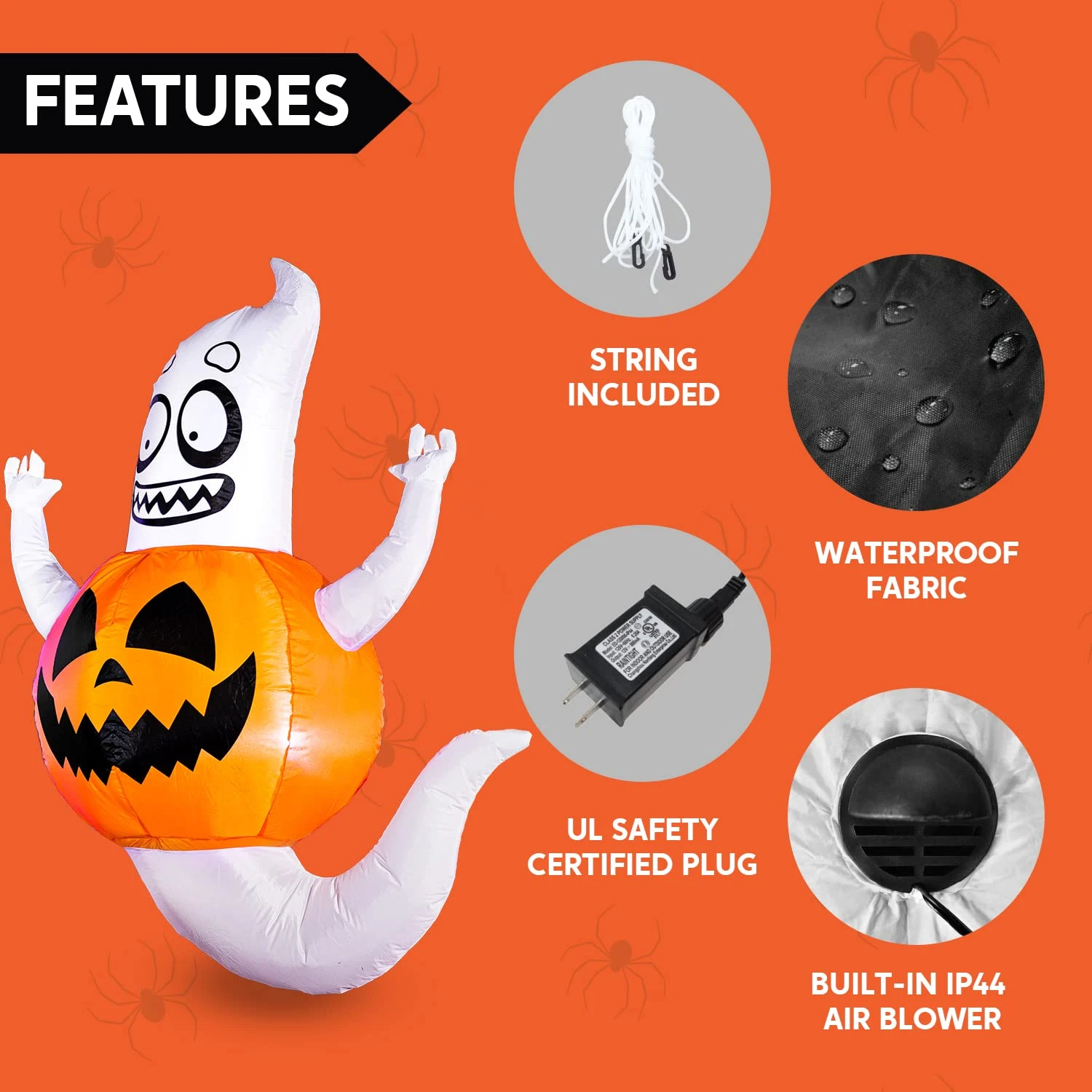4ft Halloween Inflatable Ghost In A Pumpkin - Image 6