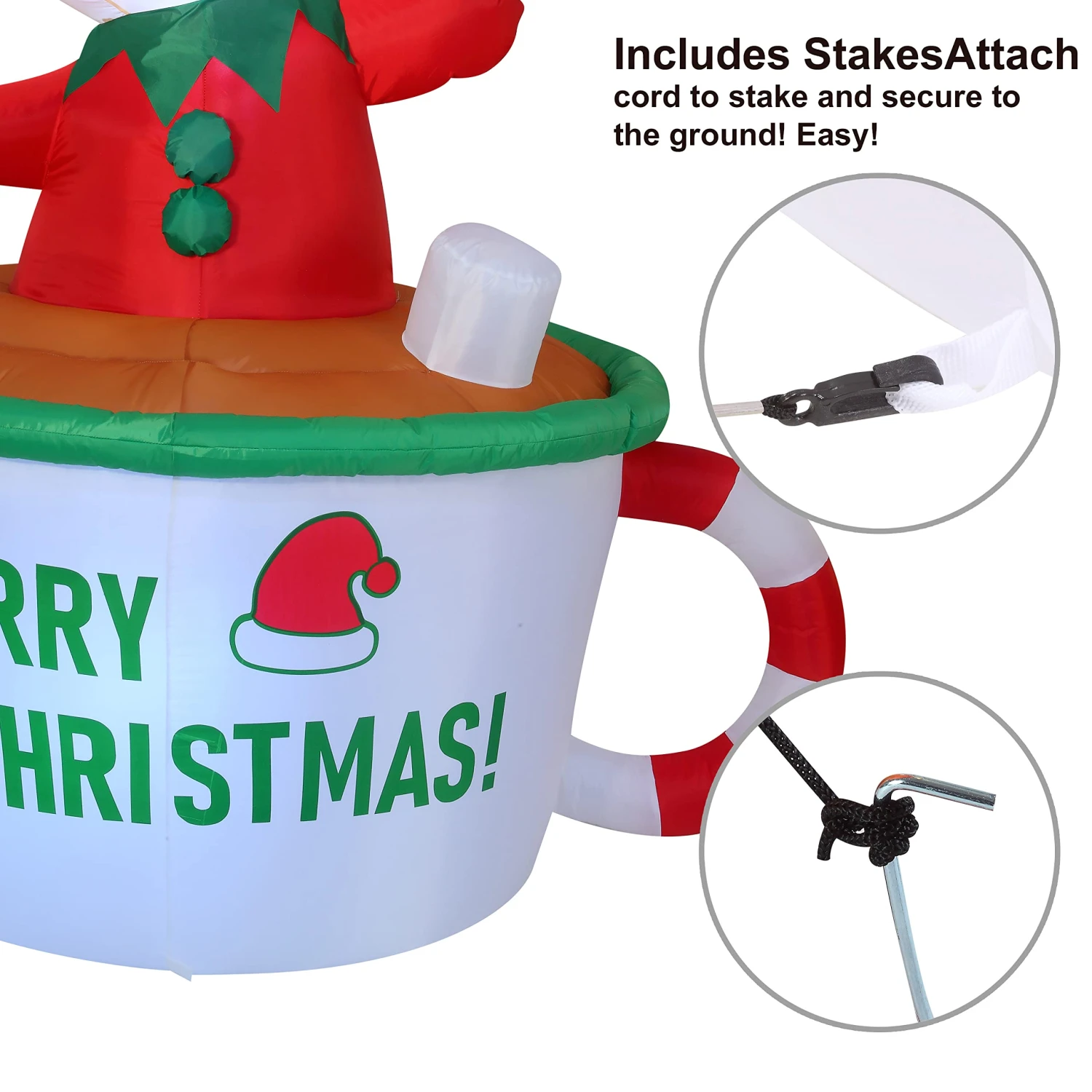 6ft Inflatable Elf In Mug - Image 6