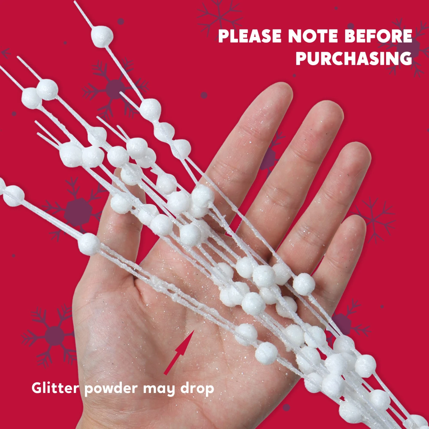 20" Christmas Tree Berry Stem (White) - 24 Pcs 8 20" Christmas Tree Berry Stem (White) - 24 Pcs - Image 6