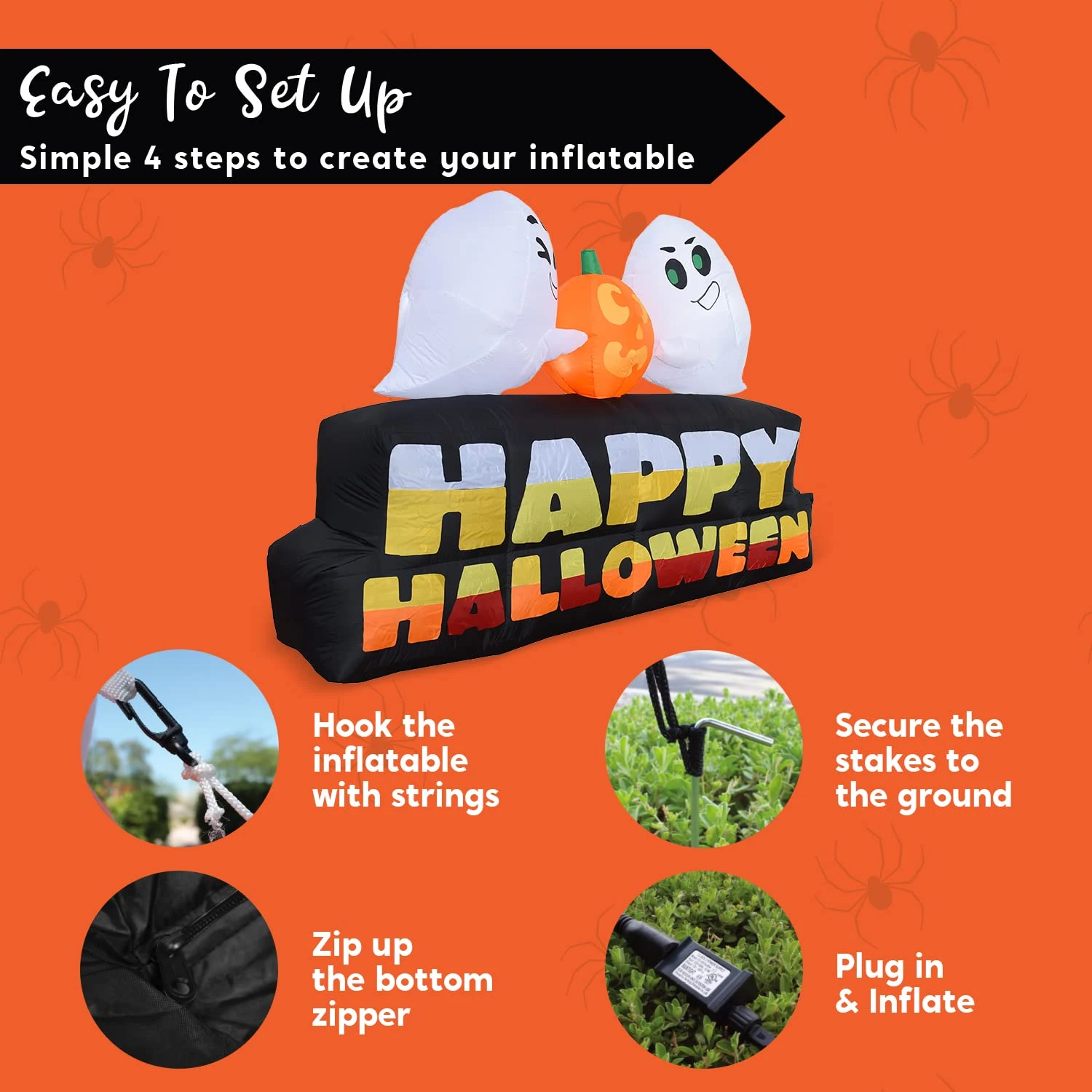 7ft Happy Halloween With Pumpkin And Characters - Image 7