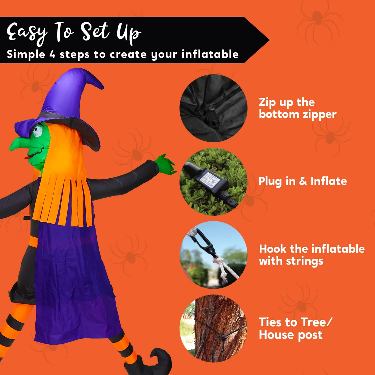 6ft Inflatable Crashing Witch - Image 7