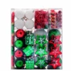 132 Pcs Red, Green, White Christmas Assorted Ornaments With A Silver Star Tree Topper