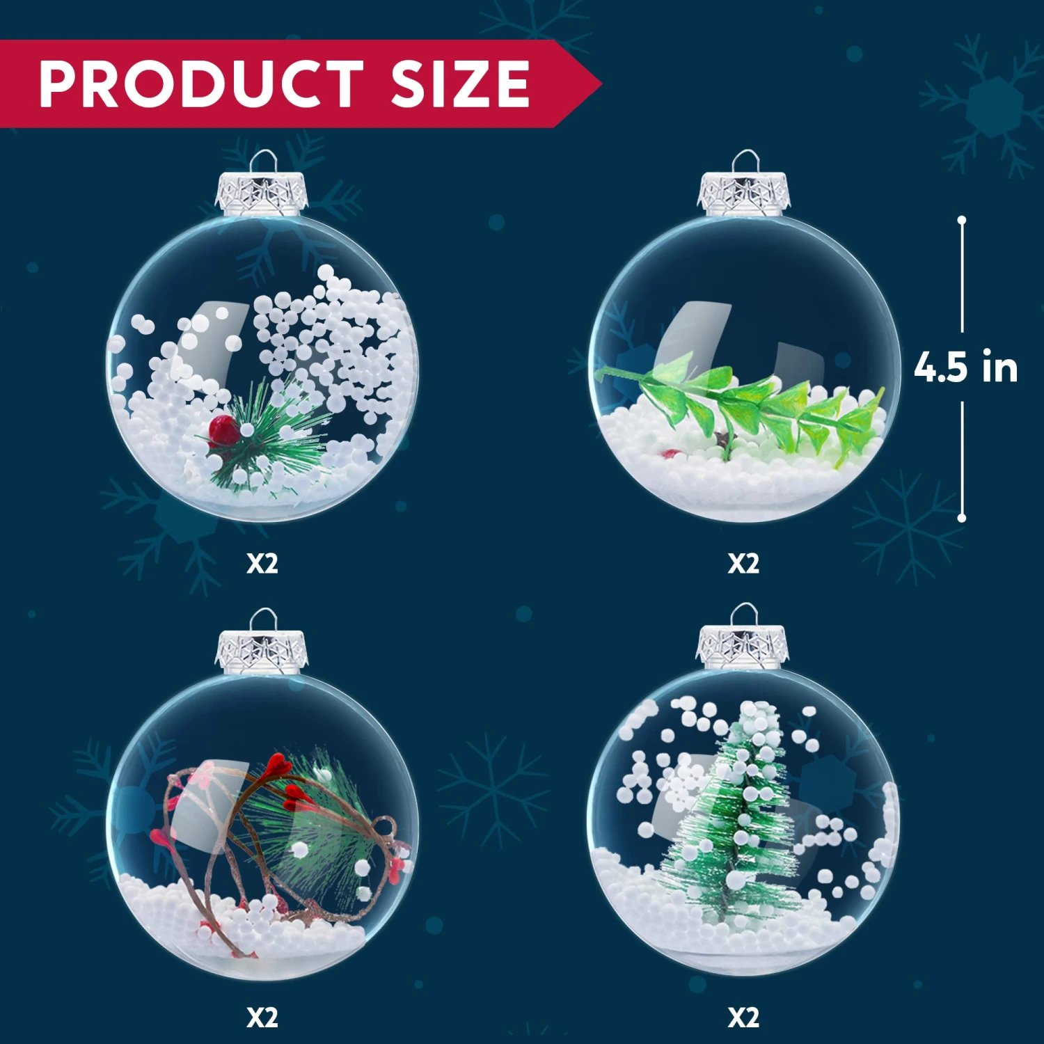 8 Pcs Snow Filling Ornaments - Image 7